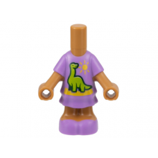 LEGO Friends mikrofigura test dinoszaurusz mintás ruha mintával, középsötét testszínű (101128)