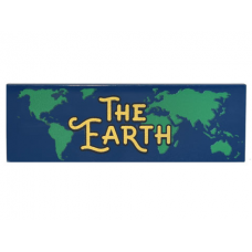 LEGO csempe 2×6 világtérkép és 'The Earth' felirat mintával, sötétkék (100686)